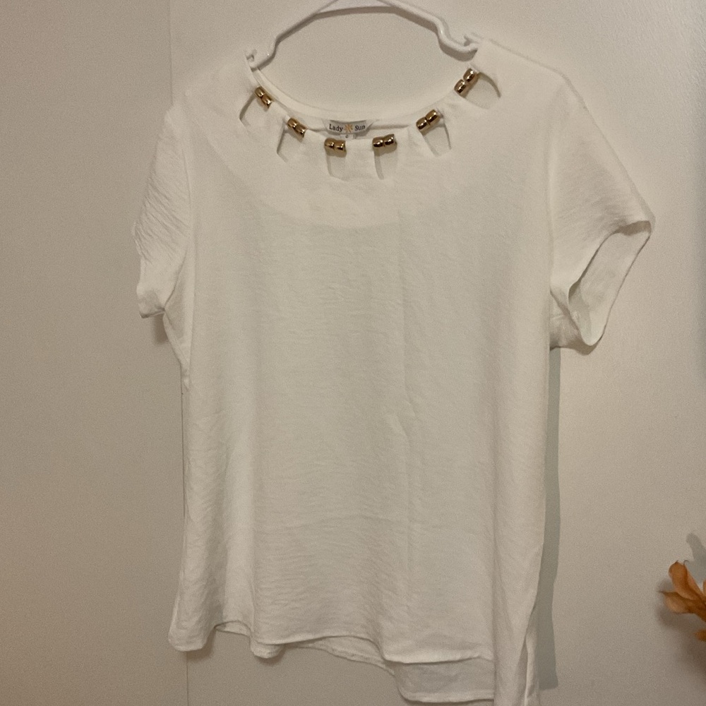 Elegant White Beaded Women's Top